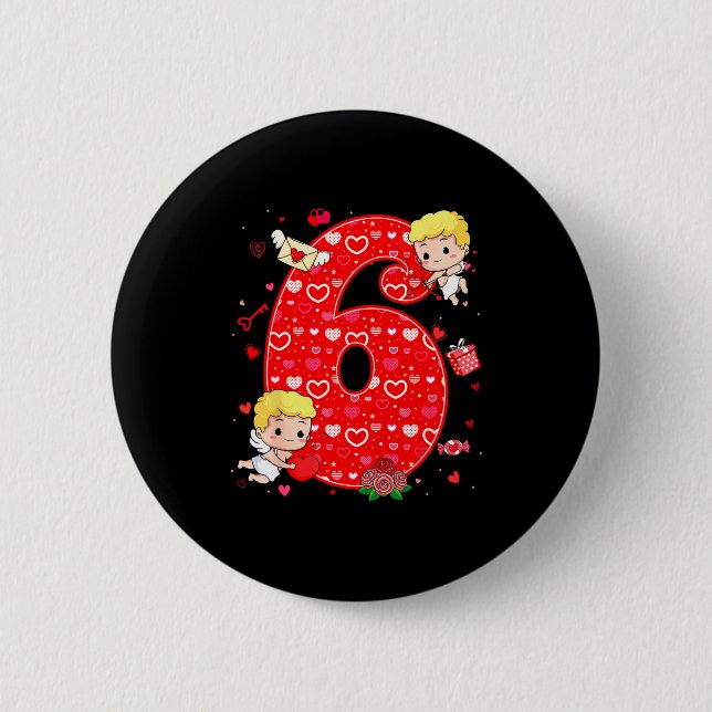 Valentine's Day Six Seven Hearts 6 7 Meme Gen Alph Button (Front)