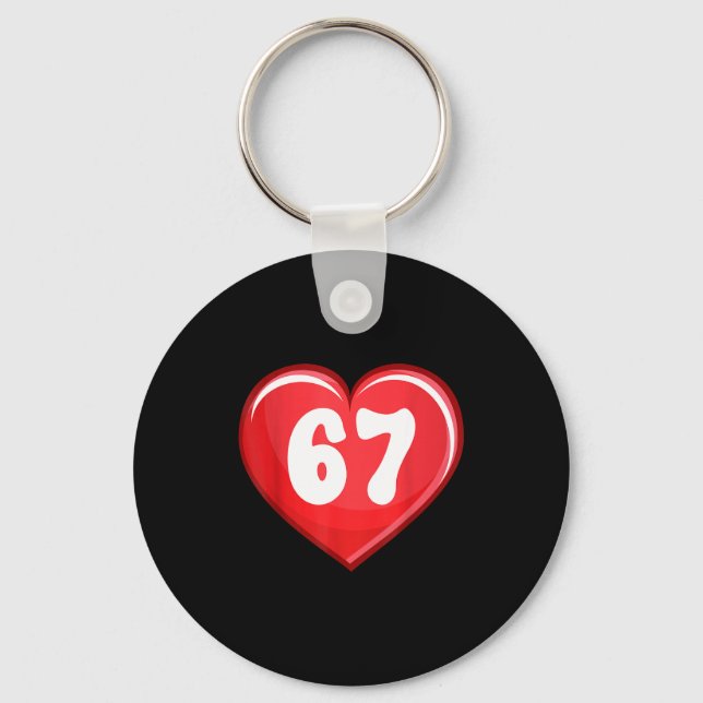 Valentine's Day Six Seven Hearts 6 7 Meme Gen Alph Keychain (Front)