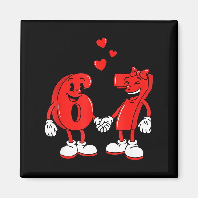 Valentine's Day Six Seven Hearts 6 7 Meme Gen Alph Magnet (Front)