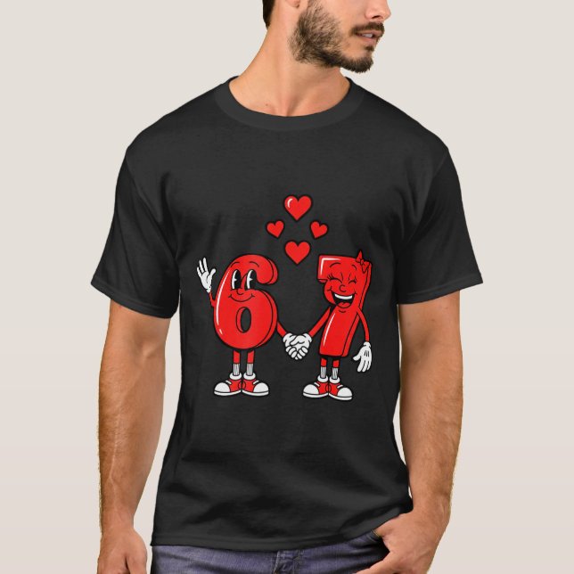 Valentine's Day Six Seven Hearts 6 7 Meme Gen Alph T-Shirt (Front)