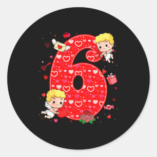 Valentines Day Six Seven Hearts 6 7 Meme Gen Alpha Classic Round Sticker