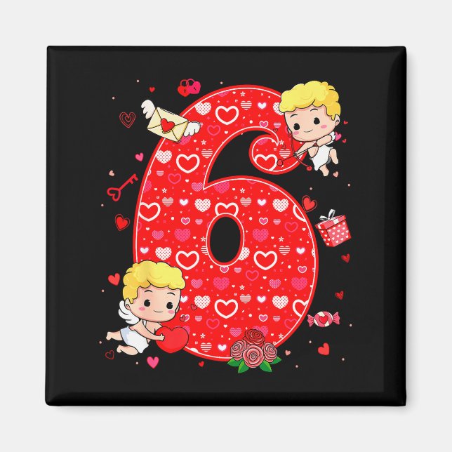 Valentines Day Six Seven Hearts 6 7 Meme Gen Alpha Magnet (Front)