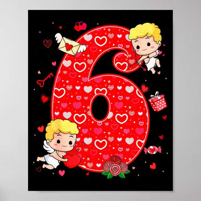 Valentines Day Six Seven Hearts 6 7 Meme Gen Alpha Poster (Front)