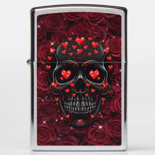 Valentine's Day Skull Zippo Lighter (Front)