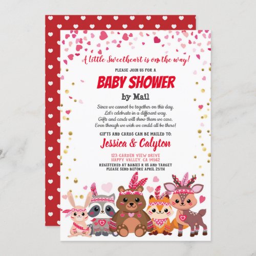 Valentines Day Sloth Girl Baby Shower By Mail Pink Invitation