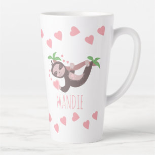 Valentine's Day Sloth Hearts Floating Pink Mug