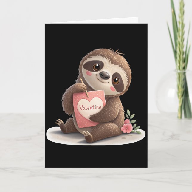 Valentine's Day Sloth Holiday Card (Front)