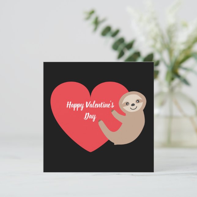 Valentine's Day Sloth  Holiday Card (Standing Front)