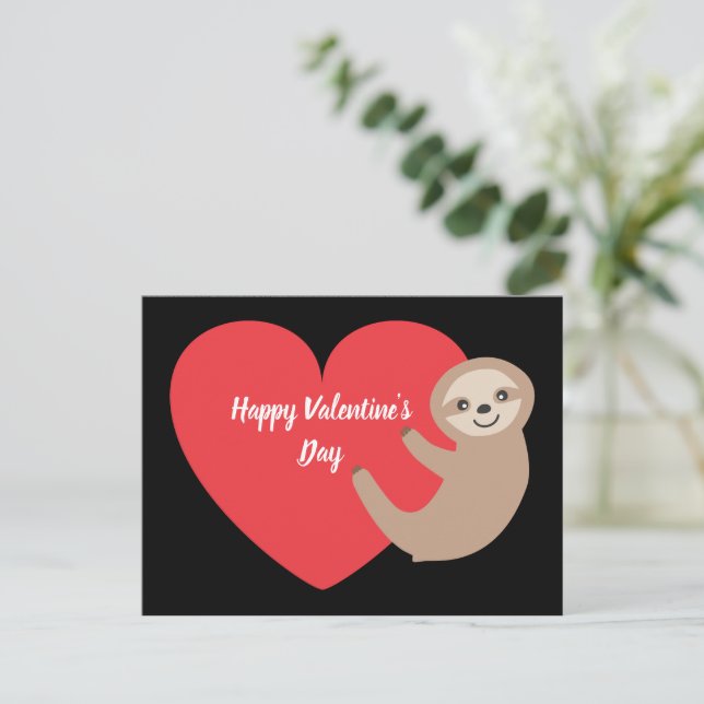 Valentine's Day Sloth Postcard (Standing Front)