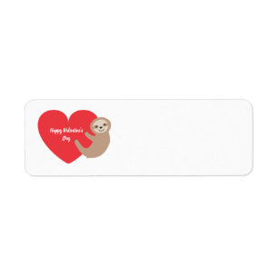 Valentine's Day Sloth return address label