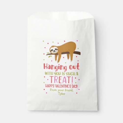 Valentines Day Sloth Treat Favor Bags