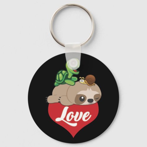 Valentines Day Sloth Turtle Snail Gift Keychain