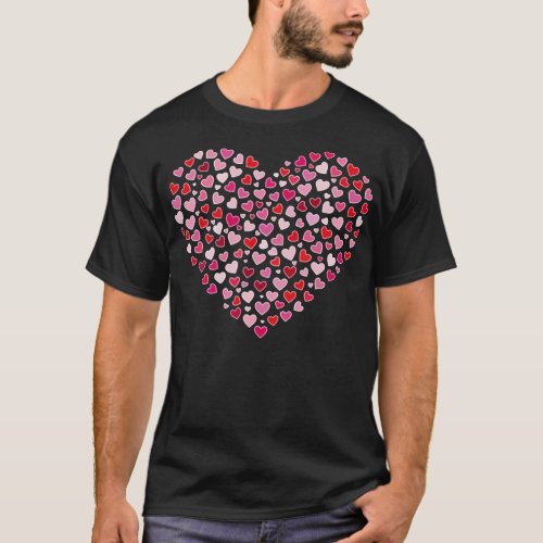 Valentines Day Small Hearts Pink Red Heart Outline T_Shirt