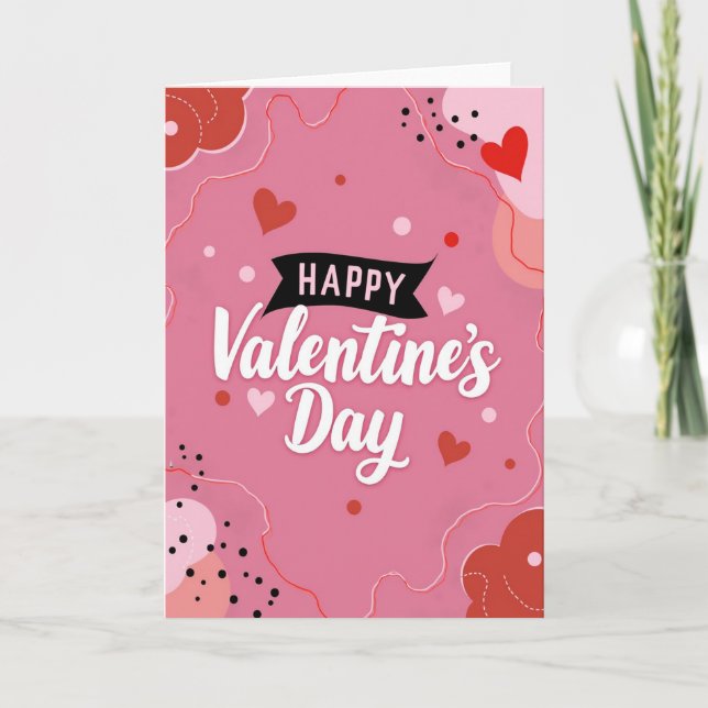 Valentines Day Smooth Heart Dots Card (Front)