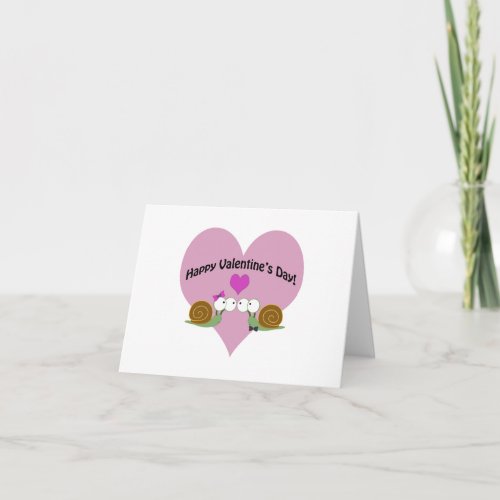 Valentines Day Snails Holiday Card
