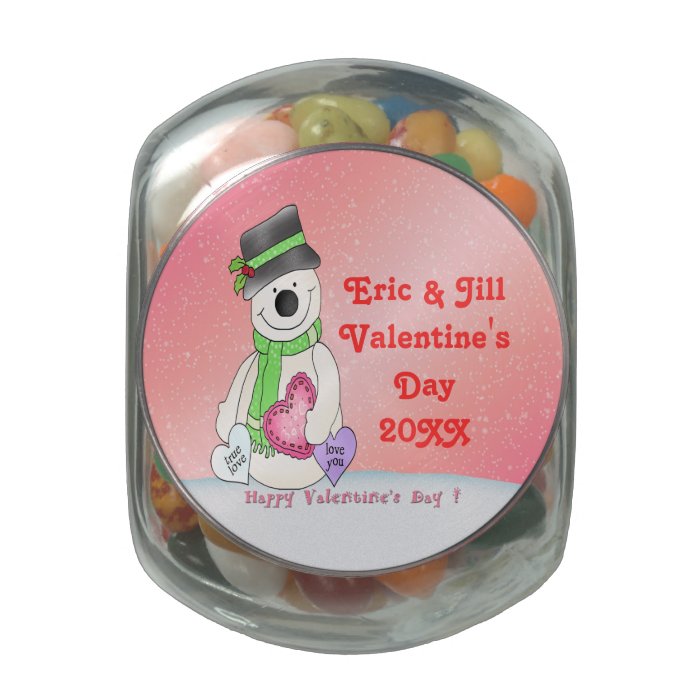 Valentine's Day Snowman Jelly Belly Glass Jar