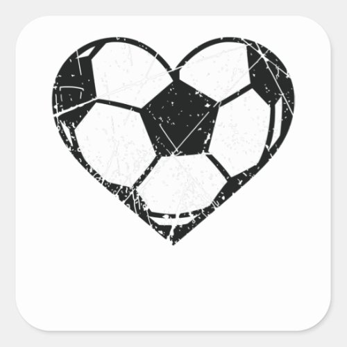 Valentines Day Soccer Ball Heart Grunge Men Women Square Sticker