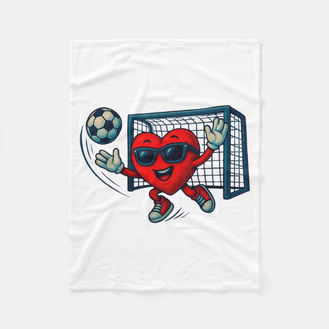Valentines Day Soccer Goalkeeper Funny Heart Boys  Fleece Blanket (Front)
