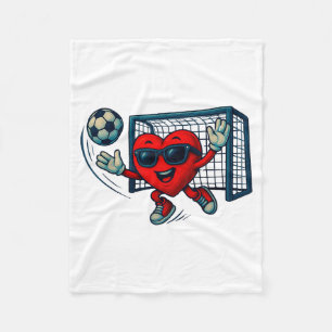 Valentines Day Soccer Goalkeeper Funny Heart Boys Fleece Blanket