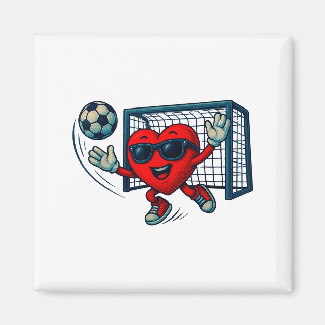 Valentines Day Soccer Goalkeeper Funny Heart Boys  Magnet (Front)
