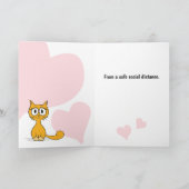 Valentine's Day Social Distance Cat Mask Holiday Card (Inside)