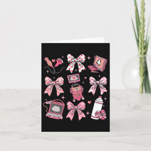 Valentines Day Sonographer Nurse Coquette Bow Hear Card