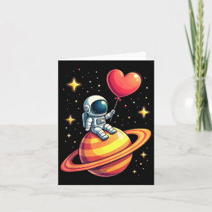 Valentines Day Space Astronaut Heart Balloon Card