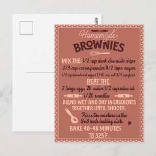 Valentine's Day Special Homemade Brownie Recipe Postcard