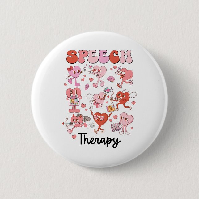 Valentines Day Speech Therapy Therapist Slpa Slp V Button (Front)