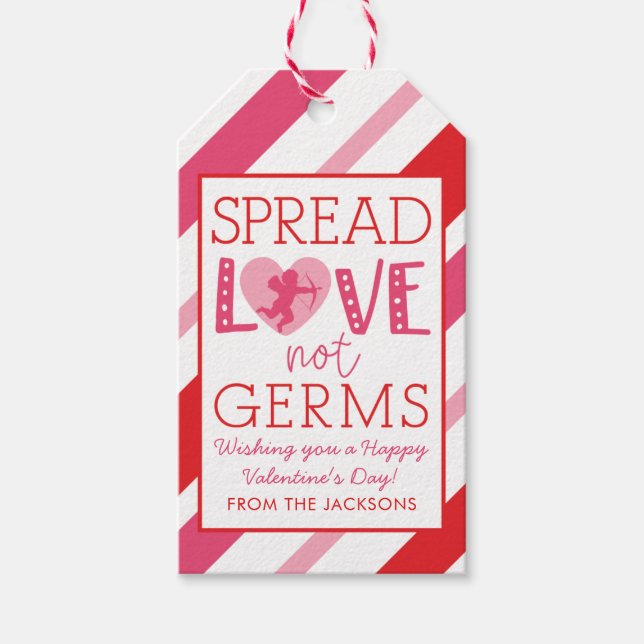 Valentine's Day Spread Love Not Germs Gift Tag (Front)