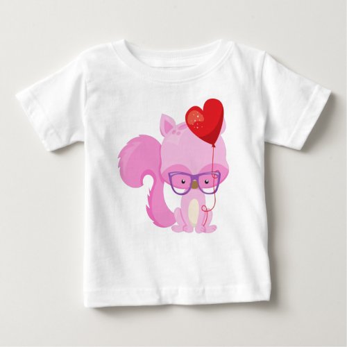 Valentines Day Squirrel Pink Squirrel Glasses Baby T_Shirt