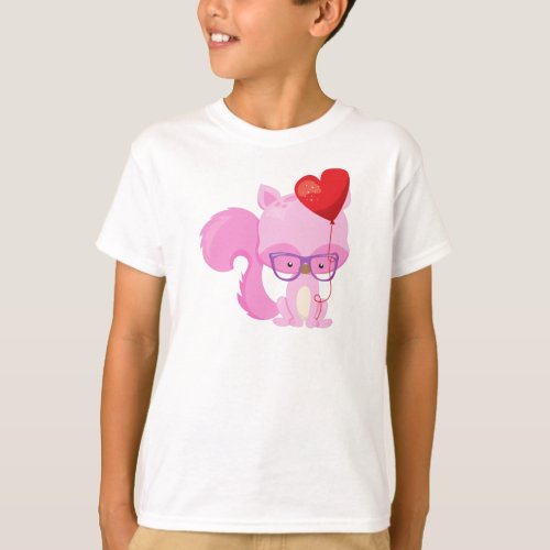 Valentines Day Squirrel Pink Squirrel Glasses T_Shirt