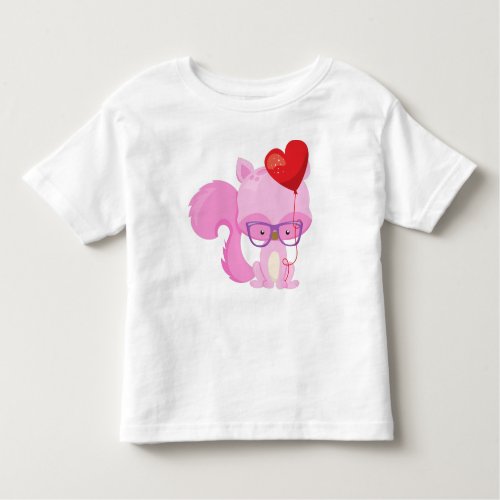 Valentines Day Squirrel Pink Squirrel Glasses Toddler T_shirt