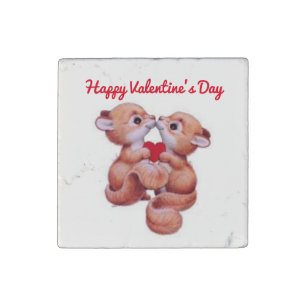 Valentine's Day Squirrels Stone Magnet