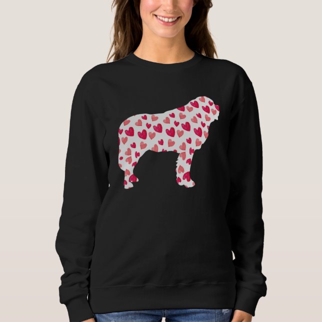 Valentines Day St Bernard Hearts Puppy Dog Lover Sweatshirt (Front)
