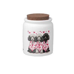 Valentines Day Standard Poodle Dogs Candy Jar