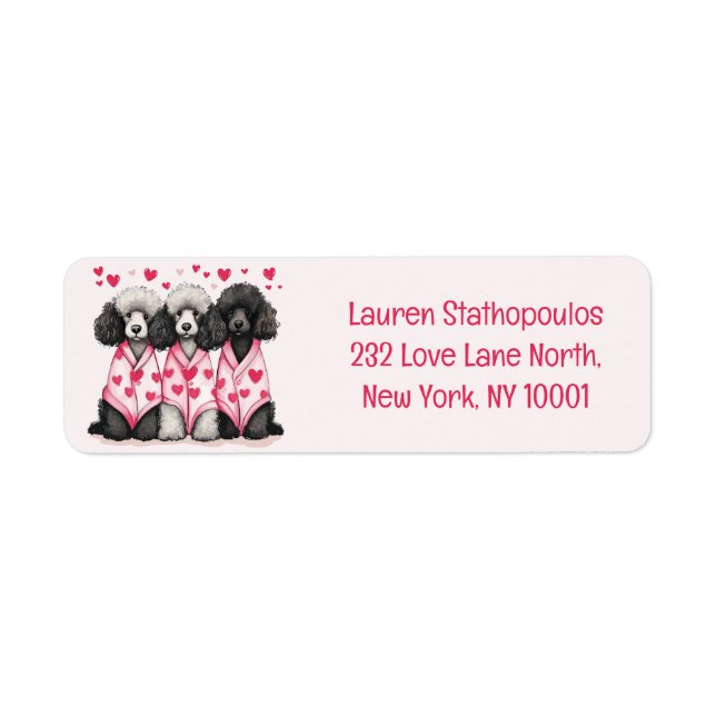 Valentines Day Standard Poodle Dogs Label (Front)