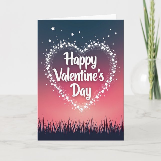 Valentines Day Star Shimmer Card (Front)