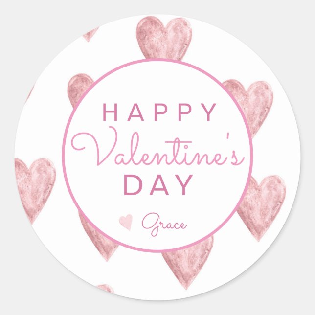 Valentine's Day Sticker, Heart Sticker, Classic Round Sticker (Front)