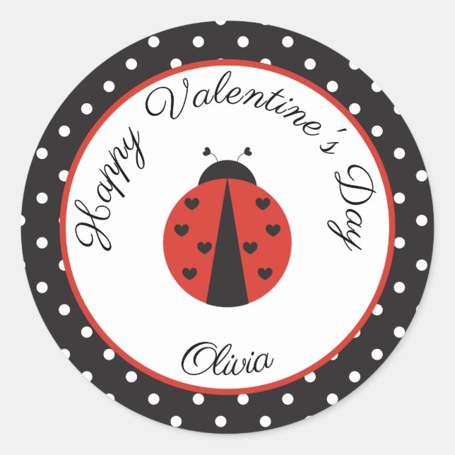 Valentine's Day stickers for classroom favors (Front)