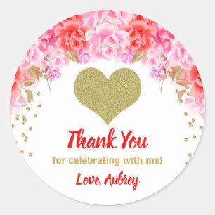 Valentines day stickers, Heart birthday favor Classic Round Sticker