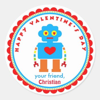 Valentine's Day Stickers Robot Stickers by ThreeFoursDesign at Zazzle
