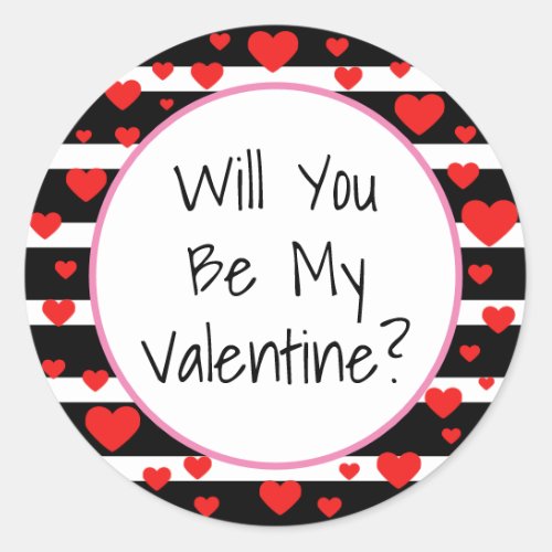 Valentines Day Stickers Will You Be My Valentine Classic Round Sticker