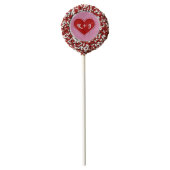Valentine's Day Stitched Heart Initials/Text Chocolate Dipped Oreo Pop (Front)