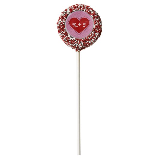 Valentine's Day Stitched Heart Initials/Text Chocolate Dipped Oreo Pop (Front)