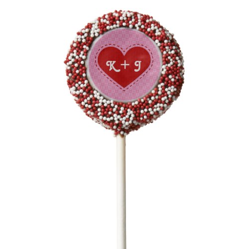 Valentines Day Stitched Heart InitialsText Chocolate Dipped Oreo Pop