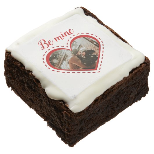 Valentines Day Stitched Hearts Photo/Text Brownie (Angled)