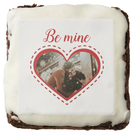 Valentines Day Stitched Hearts Photo/Text Brownie (Front)