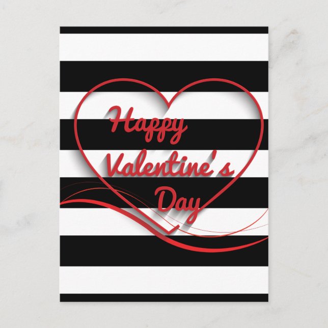 Valentine's Day striped Holiday Postcard (Front)