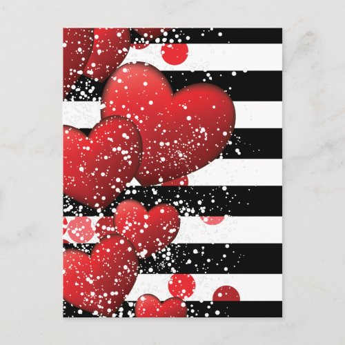Valentines Day striped luxury Holiday Postcard